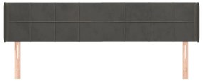 Κεφαλάρι με Πτερύγια Σκούρο Γκρι 183x16x78/88 εκ. Βελούδινο - Γκρι
