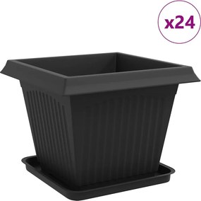 vidaXL Γλάστρες φυτών 24 τμχ. Μαύρο Πλαστικό