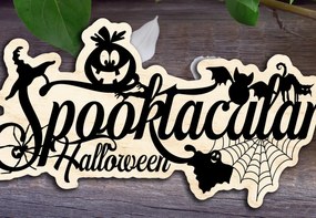 Σετ των 2 Intra απο ξύλο plywood 3mm-4mm πάχος – Τρομακτικό αποκριάτικο σημάδι Δίασταση 20x20 cm INTRAFABR-29909924