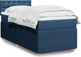 vidaXL Κρεβάτι Boxspring με Στρώμα Μπλε 100 x 200 εκ. Υφασμάτινο