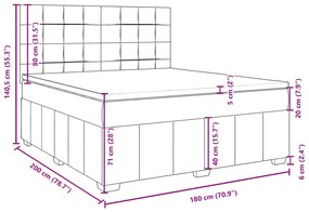 Κρεβάτι Boxspring με Στρώμα Σκούρο Γκρι 180x200 εκ Υφασμάτιν - Γκρι