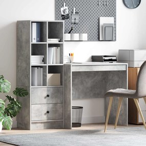 vidaXL Γραφείο με συρτάρι με ράφι με αποθήκευση 2 pcs Σκυρόδεμα Γκρι
