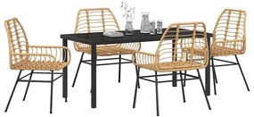 vidaXL Σέτ φαγητού για κήπο 5 pcs Καφέ συνθετικό ρατάν