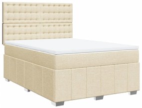 Κρεβάτι Boxspring με Στρώμα Κρεμ 140x200 εκ. Υφασμάτινο - Κρεμ