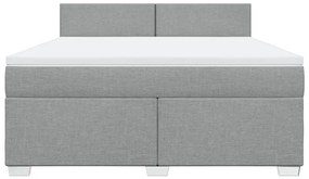 Κρεβάτι Boxspring με Στρώμα Ανοιχτό Γκρι 180x200 εκ. Υφασμάτινο - Γκρι