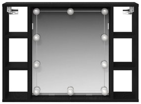 vidaXL Καθρέφτης Ντουλάπι LED - Μαύρη Δρυς - 76x15x55 εκ. - Κατασκευασμένο από Επεξεργασμένο Ξύλο