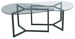 Liberta ROCKS COFFEE TABLE SET 2ΤΕΜ ΔΙΑΦΑΝΟ FUME ΜΑΥΡΟ 82x59xH40cm 82x59xH40cm 04-0915