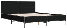 vidaXL Πλαίσιο Κρεβατιού Μαύρο 160 x 200 εκ. Επεξ. Ξύλο & Μέταλλο