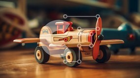 Intra Συλλεκτικό Ξύλινο Παζλ Plywood  4mm - Ξύλινο παιχνίδι αεροπλάνο σε ένα ξύλινο τραπέζι Σε Ξύλινο Κουτί - Διαστάσεις: 10x10 cm – 25 κομμάτια