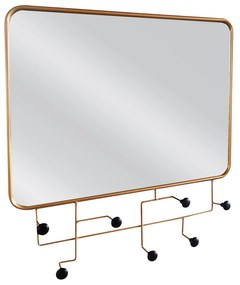 14790038 Καθρέπτης Τοίχου Με Κρεμάστρα ELROND Χρυσό Μέταλλο/Γυαλί 60x8x60cm Μέταλλο/Γυαλί, 1 Τεμάχιο