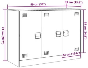 Μπουφές Ανθρακί 99x39x73 εκ. από Ατσάλι - Ανθρακί