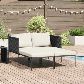 vidaXL Ξαπλώστρα με Μαξιλάρια 2 Ατόμων Ανθρακί 115x153x69,5 εκ. Ατσάλι
