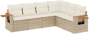 vidaXL Patio Sofa Set 6-θέσια Beige and Cream