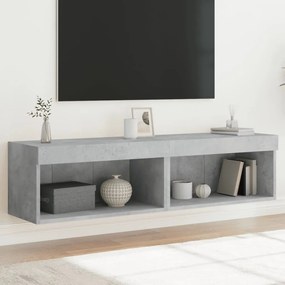 vidaXL Έπιπλα Τηλεόρασης με LED 2 τεμ. Γκρι Σκυροδέματος 60x30x30 εκ.