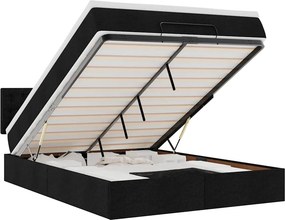 vidaXL Οθωμανικό κρεβάτι με στρώμα Μαύρο 140x190cm Ύφασμα