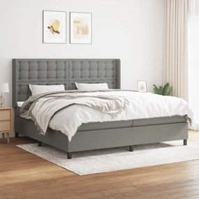 vidaXL Κρεβάτι Boxspring με Στρώμα Σκούρο Γκρι 200x200 εκ. Υφασμάτινο