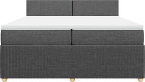 vidaXL Κρεβάτι Boxspring με Στρώμα Σκούρο Γκρι 200x200 εκ. Υφασμάτινο