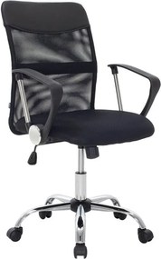 BF2401W Πολυθρόνα Γραφείου Βάση Χρώμιο, Ύφασμα &amp; Mesh Απόχρωση Μαύρο   1τμχ
