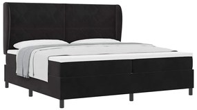vidaXL Κρεβάτι με ελατήρια με στρώμα Μαύρο 200 x 200 cm Βελούδο
