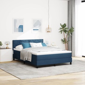 vidaXL Box Spring Κρεβάτι με Στρώμα Μπλε 140x190 εκ. Ύφασμα
