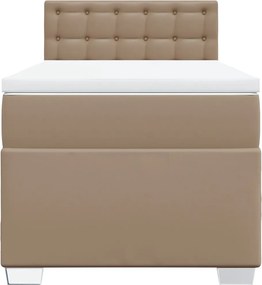 vidaXL Κρεβάτι Boxspring με Στρώμα Καπουτσίνο 100x200εκ.από Συνθ.Δέρμα