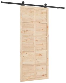 vidaXL Συρόμενη Πόρτα Καφέ 100 x 208 εκ. Μασίφ ξύλο πεύκου
