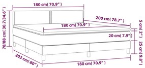 Κρεβάτι Boxspring με Στρώμα Ανοιχτό Γκρι 180x200 εκ. Βελούδινο - Γκρι