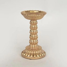 Κηροπήγιο Νούφαρο 752-26034 10,5x10,7x18cm Gold Estheti Home Πολυρεσίνη