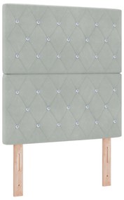 vidaXL Κρεβάτι Box Spring με Στρώμα & Παγκάκι Ανοιχτό Γκρι 80x200 εκ Βελούδο