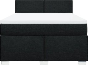 vidaXL Κρεβάτι Boxspring με Στρώμα Μαύρο 140x190 εκ. Υφασμάτινο