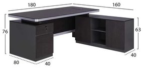 ΕΠΑΓΓΕΛΜΑΤΙΚΟ ΓΡΑΦΕΙΟ ΔΕΞΙΑ ΓΩΝΙΑ HM2092R ROSEWOOD 180X160X76Y εκ.