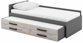 Κρεβάτι Fresno Y122, Μονόκλινο με έξτρα κρεβάτι, Γκρι, 80x190, 90x200, Πλαστικοποιημένη μοριοσανίδα, Τάβλες για Κρεβάτι, 95x206x67cm, 57 kg