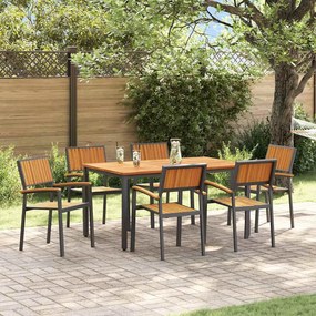vidaXL Σέτ φαγητού για κήπο 7 pcs Μαύρο και καφέ 150 x 90 x 75 cm