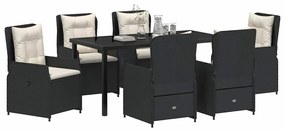 vidaXL Σέτ φαγητού για κήπο 7 pcs Μαύρο συνθετικό ρατάν