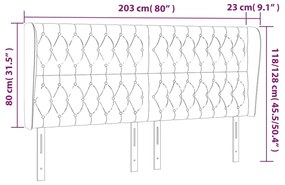 Κεφαλάρι με Πτερύγια Σκούρο Γκρι 203x23x118/128 εκ. Βελούδινο 3118359