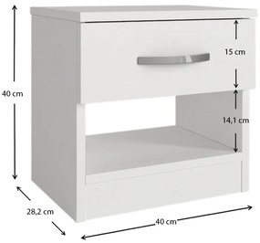 Κομοδίνο μελαμίνης Lube Megapap χρώμα λευκό 40x28,2x40εκ.