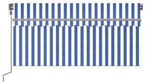 vidaXL Τέντα Αυτόματη με Σκίαστρο/LED/Αισθ. Ανέμου Μπλε/Λευκό 3x2,5 μ.