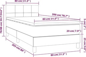 vidaXL Κρεβάτι Boxspring με Στρώμα Taupe 80x200 εκ. Υφασμάτινο