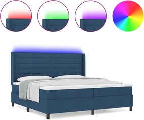 vidaXL LED Κρεβάτι με βάθρο με στρώμα Μπλε 200 x 200 cm ύφασμα