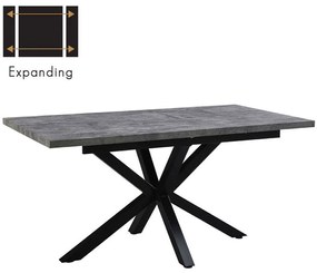 Τραπέζι Επεκτεινόμενο Stone 02-0585 160/200x90x75cm Cement-Black Μελαμίνη,Μέταλλο