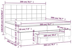 Κρεβάτι Boxspring με Στρώμα Σκούρο Γκρι 200x200 εκ. Βελούδινο - Γκρι