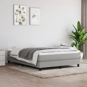 Κρεβάτι Boxspring με Στρώμα Ανοιχτό Γκρι 140x190 εκ. Υφασμάτινο
