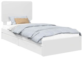 vidaXL Κρεβάτι Αποθήκης Λευκό 75 x 190 cm Επεξεργασμένο ξύλο