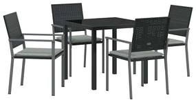 vidaXL Σέτ φαγητού για κήπο 5 pcs Μαύρο και Ανοιχτό Γκρι Ράτα PE