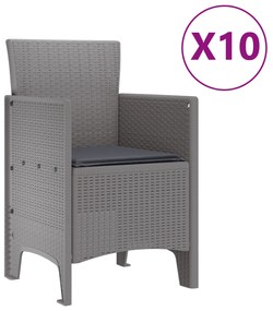vidaXL Σετ Τραπεζαρίας Κήπου 11 Τεμαχίων με Μαξιλάρια Ανοιχτό Γκρι Συνθετικό Ρατάν