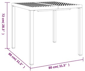 Τραπέζι Κήπου Ανθρακί 80 x 80 x 72 εκ. Ατσάλινο - Ανθρακί