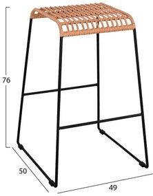 ΣΚΑΜΠΟ ΜΕΤΑΛΛΙΚΟ ALLEGRA HM5641 ΜΕ WICKER ΣΕ ΜΠΕΖ ΑΠΟΧΡΩΣΗ 49x50x76 εκ.