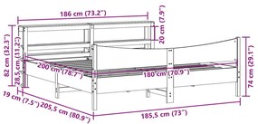 Πλαίσιο Κρεβατιού με Κεφαλάρι 180x200 εκ. από Μασίφ Ξύλο Πεύκου - Λευκό