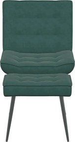 vidaXL Πολυθρόνα Relax Σκούρο Πράσινο Βελούδινη με Σκαμπό