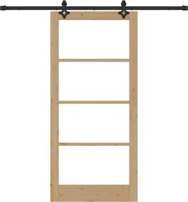 vidaXL Συρόμενη Πόρτα ORKDAL Φυσικό και Μαύρο 93 x 202 cm